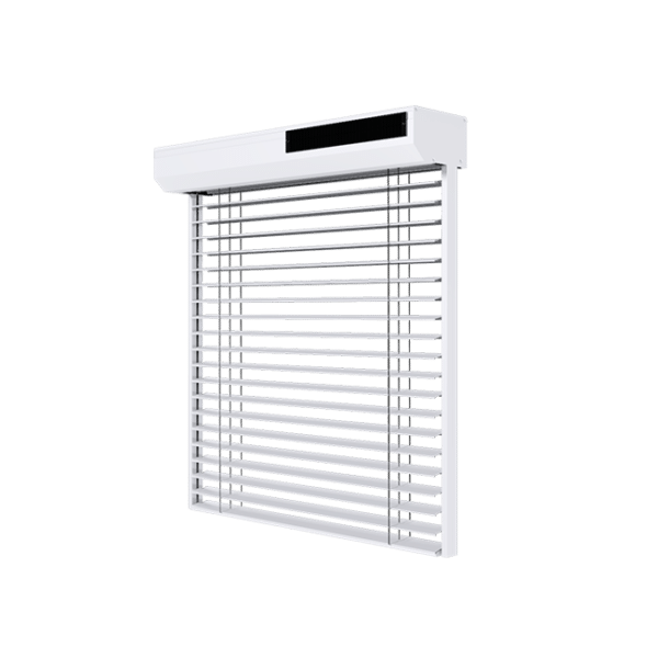 Brise-soleil orientable solaire Flip en rénovation, panneau photovoltaïque en pan coupé.